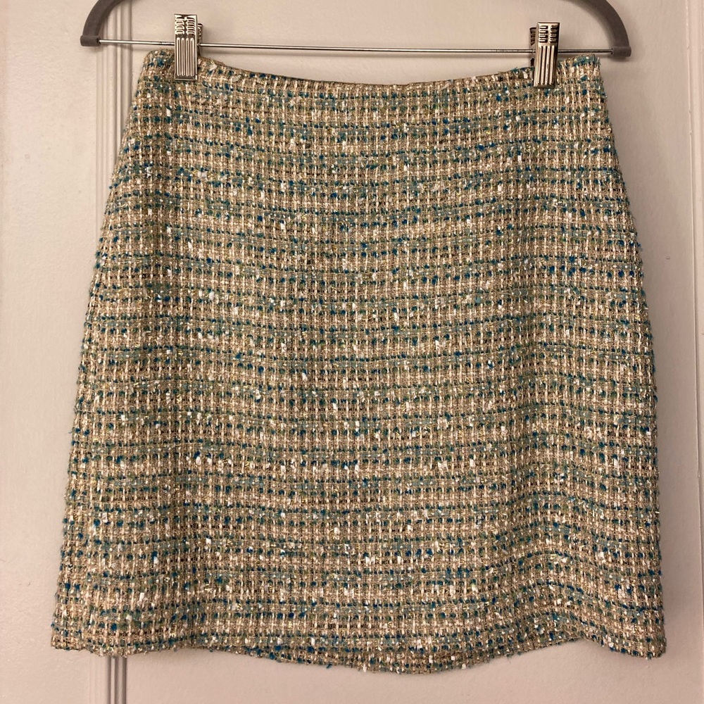 Ann Taylor Green Tweed Skirt
